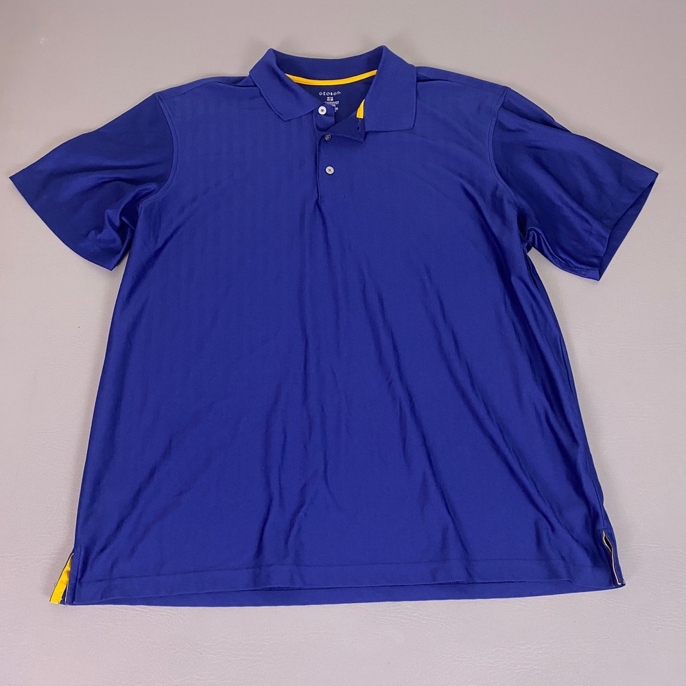 George Performance Polo Shirt Men's‎ Size XL Deep Cobalt Blue Herringbone